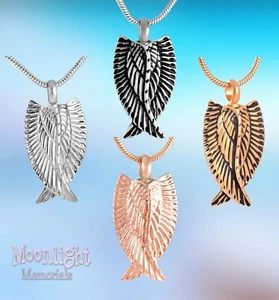 New Wings Angels Urn Cremation Pendant Ashes Memorial Necklace - Picture 1 of 10