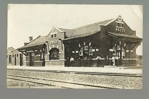 Holly COLORADO RPPC 1914 DEPOT Train Station SANTA FE RAILROAD nr Lamar Granada - Picture 1 of 2