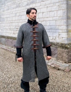 Mittelalter Kettenhemd, 9 mm flach ringgenietet, langes Stahl Kettenhemd Hemd - Bild 1 von 10