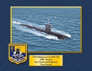 USS OKLAHOMA CITY SSN 723 Custom Personalized Print of US Navy Gift Idea - Picture 1 of 12
