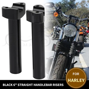 Elevadores de manillar negros de 6" para Harley barra de hierro de 1" 883 Road Glide Sportster 1000 - Imagen 1 de 16