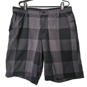 Lululemon karierte Herrenshorts grau schwarz Größe 38 vorne flach 10 Zoll Schrittlänge Freizeitkleidung - Bild 1 von 11