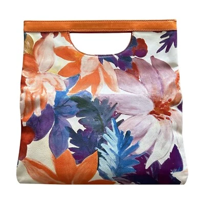 MAURIZIO TAIUTI Multicolor Floral Leather Folding Clutch Tote Handbag Italy - Image 1 of 4