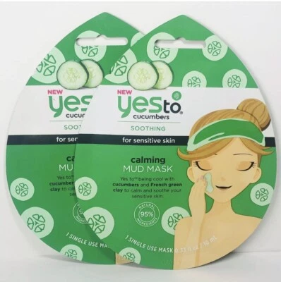 Paquete de 2 mascarillas calmantes de barro Yes To Cumbers 0,33 oz/10 ml Foto 1 de 3