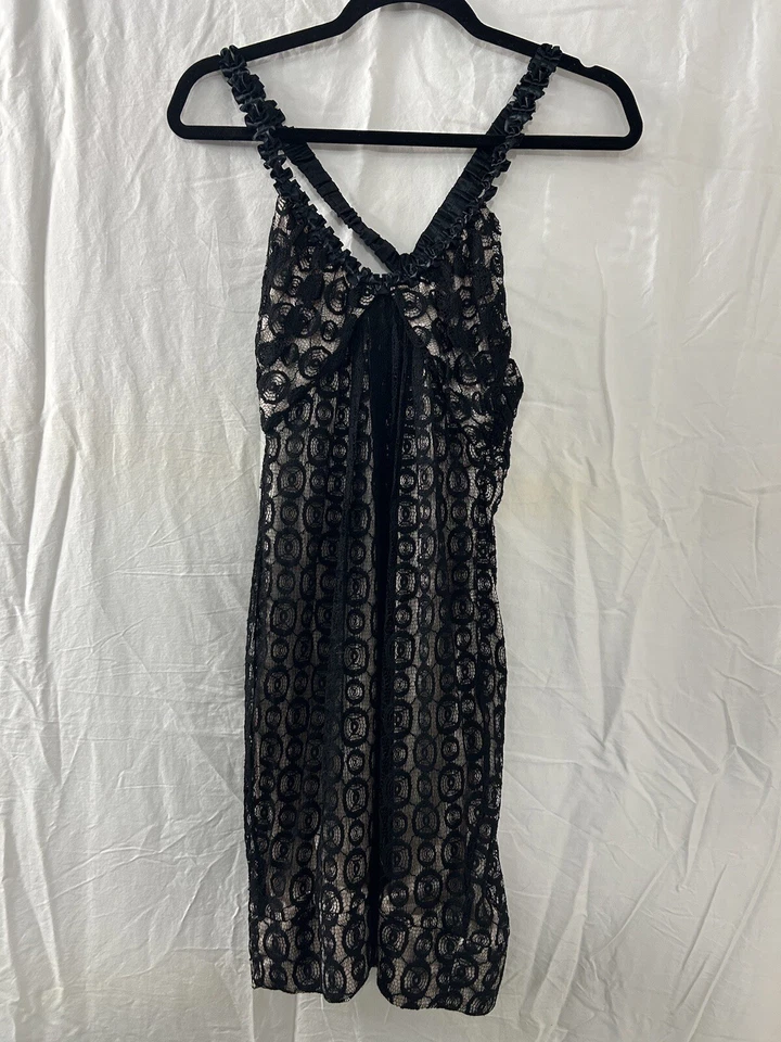 Arden B Crochet Dress Womens XS Black Racerback Tank Festival Goth Rave Y2K 90s - Image 1 of 4
