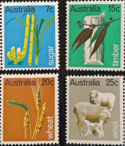 1969 Australia Primary Industry Series I MNH Singles Set [7c/15c/20c/25c] Stamps - Foto 1 di 1