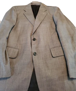 VINTAGE Di Michelle Herren Gr. 40R grau weiß schwarz Wolle & Poly Blazer Anzug Jacke - Bild 1 von 10