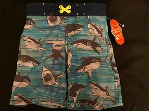 Wonder Nation Boy Shark Swim Shorts Trunks Sz XS 4 5 Mesh Liner Blue Gray UPF50+ - Picture 1 of 6