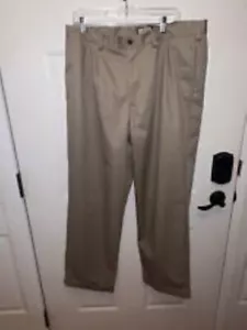 Izod Tan Cotton Slacks Cuffed Pleated Front 36W 32 L - Picture 1 of 2