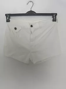 Vintage 70s White Handmade Denim Shorts Hotpants High Waisted Size Medium - Picture 1 of 4