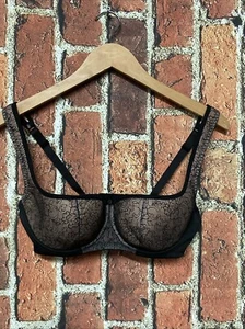 ROSME Lace Lingerie Bra Grand Black Balconette 860-2 Size 34D - Picture 1 of 6