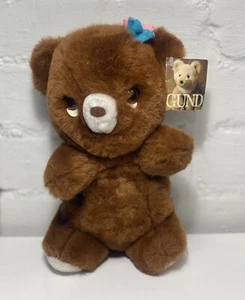 Vintage Luv Me Teddy Bear Brown Gund 1976 Tail Rattle Flowers Korea - Picture 1 of 10