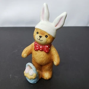 Vintage 1980 Lucy & Me EASTER BUNNY BEAR Figurine Figure Enesco Lucy Rigg Eggs - Picture 1 of 11