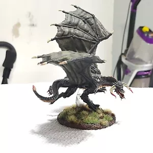 Pro Painted Highly Detailed D&D young black dragon miniature Wizkids Nolzur's - Picture 1 of 5
