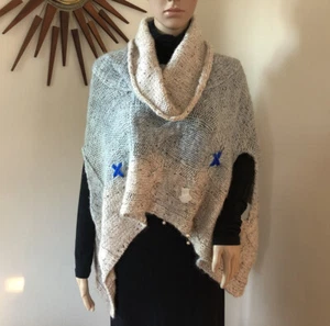 Elisa Cavaletti Unique Knit Alpaca Wool Sweater Poncho Italy L - Picture 1 of 8