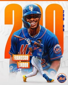 francisco lindor 8x10 photo New York Mets 200th Homerun - Picture 1 of 1
