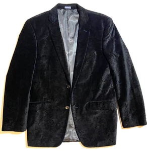 Madison Modern Fit Herren Schwarz Samt Anzug Sakko Blazer Fusion Elegant 40R - Bild 1 von 18