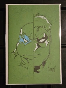 TMNT #1 GREEN Blank Split Sketch LEONARDO / GREEN LANTERN SIGNED Eddie Nunez COA - Picture 1 of 5
