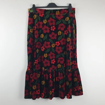 Seasalt Skirt Size 16 Floral Velvet Velour Wildflower Tiered Christmas Festive  - Image 1 of 4