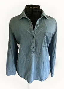 OLD NAVY Women's Blue Chambray Quarter Button Henley Shirt Sz.XL - Picture 1 of 7