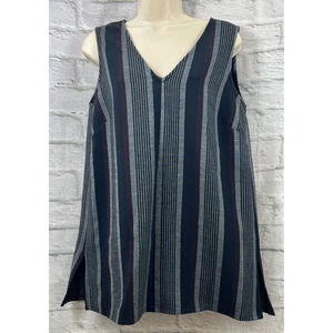 Blusa gris azul a rayas talla 12 con tiras cuello en V y espalda oscura academia preppy de ASOS - Imagen 1 de 9