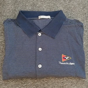 Peter Millar Golf Poloshirt Herren Größe XL blau gestreift 100% Baumwolle Kurzarm  - Bild 1 von 12