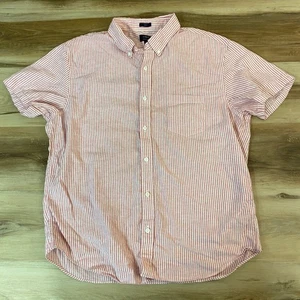 J. Crew Linen Shirt Mens XL Slim Fit Short Sleeve Striped Button Down - Picture 1 of 9