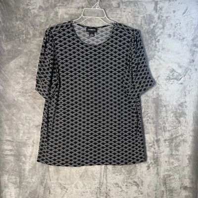 Liz Claiborne Women’s Size XL Black / White Polka Dot ShortSleeve Blouse - Image 1 of 4