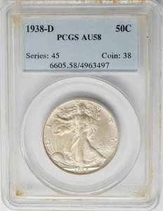 1938-D Walking Liberty Half 50c AU58 PCGS 950725-25 - Picture 1 of 3