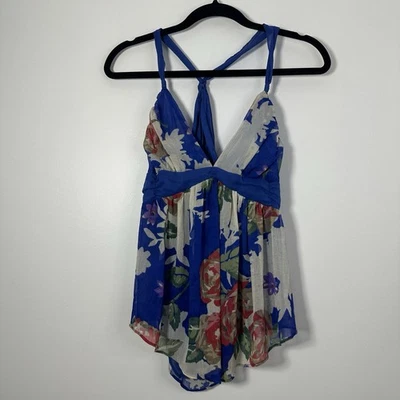Blusa Abercrombie & Fitch Y2K Chifón Halter Floral Alce Talla L Babydoll Foto 1 de 4