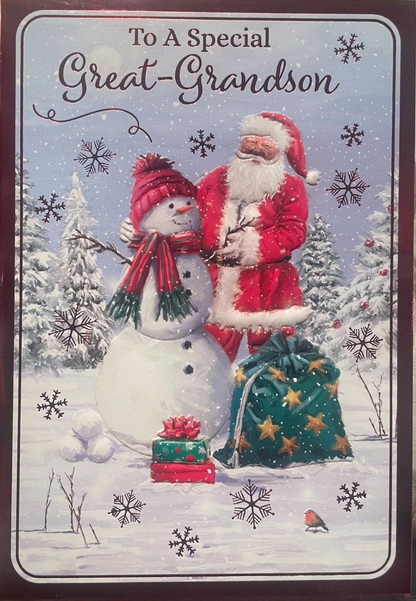 Weihnachtskarte Great Grandson – 20,3 X 15,2 Cm, Mit Pinguin-Motiv, Von Piccadilly Greetings