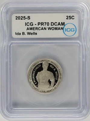 2025 S Proof American Woman Quarter "Ida B. Wells" ICG PR 70 DCAM - Image 1 of 4