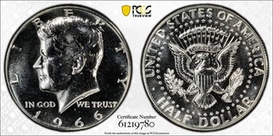 Medio dólar de plata Kennedy SMS 1966 50c - graduación profesional SP64 - sin "FG" FS-901 - Imagen 1 de 3