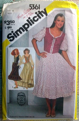 Simplicity Vintage 80s GUNNE SAX Pattern 5361 Ruffled Dress Sweetheart Neck 12 - Image 1 of 2