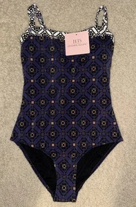 NWT JETS Jessika Allen Womens One-Piece Swimsuit Plum Black & Brown - Size 6 - Picture 1 of 4