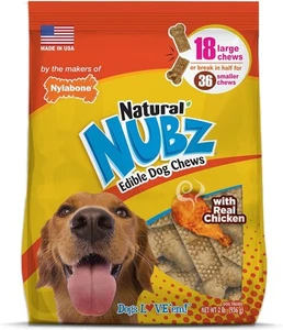 Nylabone Nubz Natural Edible Chew Treats for Dogs, Long 18 Count (Pack of 1) - Picture 1 of 8