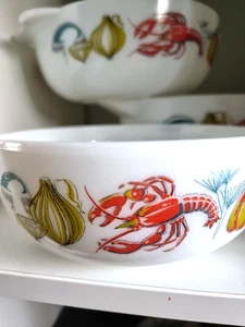 Set 3 JAJ Dish Bowl Pyrex Vintage Retro Lobster Tomato Onion Fish - Picture 1 of 7