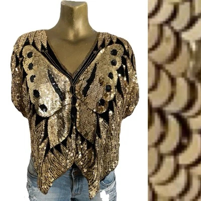 Icónico DE COLECCIÓN AÑOS 70 Lentejuelas MARIPOSA Era Disco EXCELENTE Talla Única Foto 1 de 4