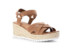 Time and Tru Demi Wedge Womens Memory Foam Sandals Size 9W - Picture 1 of 2