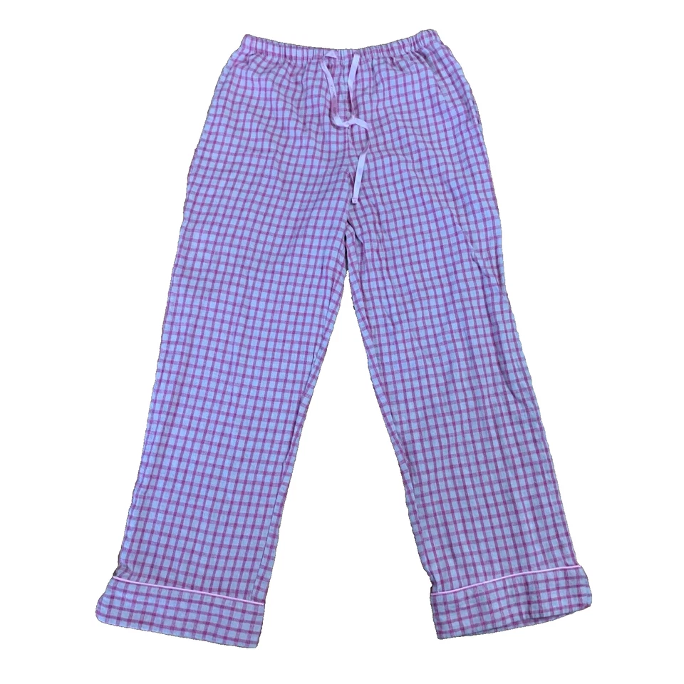 Vtg Nautica Pajama Pant Pink Flannel Plaid Checkered Sleepwear Elastic Medium - Image 1 of 4