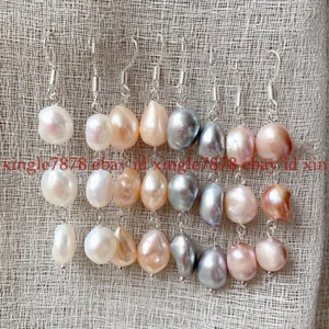 Wholesale 4 Pairs Colorful Freshwater Baroque Pearl Silver Hook Dangle Earrings - Picture 1 of 12