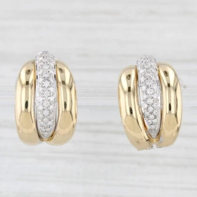 Leo Pizzo 0.34ctw Diamond Drop Earrings 18k Gold Omega Backs Clip Ons - Image 1 of 4