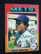 1975 Topps Baseball Card # 445 Felix Millan - New York Mets