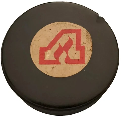 ATLANTA FLAMES NHL APPROVED VICEROY MFG. OFFICIAL GAME PUCK MADE IN 🇨🇦 USED Cover