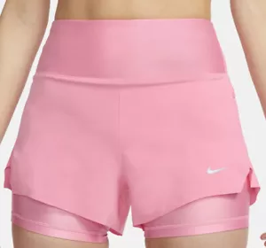 Nike Women’s Shorts 2 in 1 Dri Fit Running Training Small Coral Chalk.DX1029-611 - Picture 1 of 7