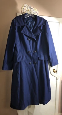 Abrigo largo vintage años 60 estilo clásico azul marino vestido ligero Sears para mujer Foto 1 de 4