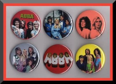 ABBA / 6 Assorted 56mm Badges - Set 5 - Voulez-Vous - Image 1 of 2