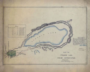 1865 Map of Pyramid Lake Indian Reservation Nevada - Picture 1 of 3