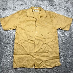 DE Daniel Ellissa Shirt Men Medium Brown 100% Linen Short Sleeve Button Down