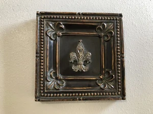 FLEUR-DE-LIS WALL DECOR  PICTURE Frame Home Fleur Di Les Art Modern Black Boho - Picture 1 of 7